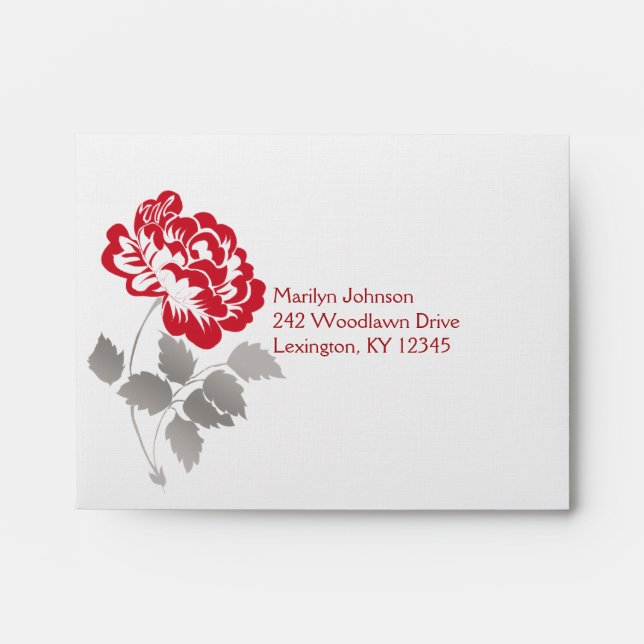 Red and Taupe Grey A2 Envelope for Reply Card (Front)