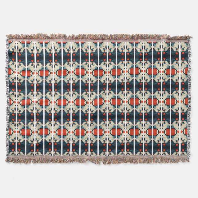 Red and Teal Abstract Blanket (Front)