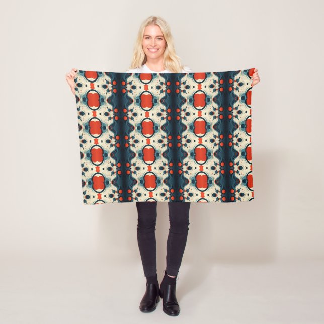 Red and Teal Abstract Blanket (In Situ)