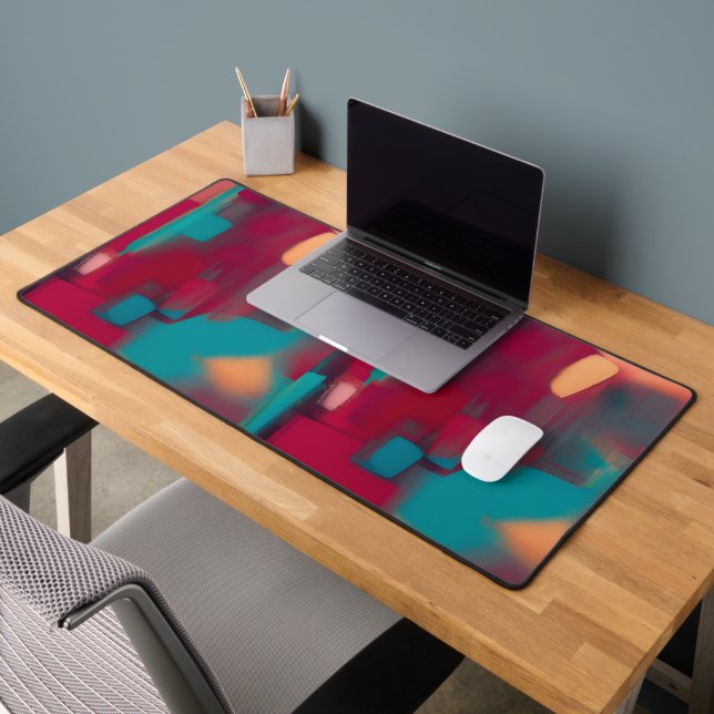 Red and teal abstract desk mat (Office 2)