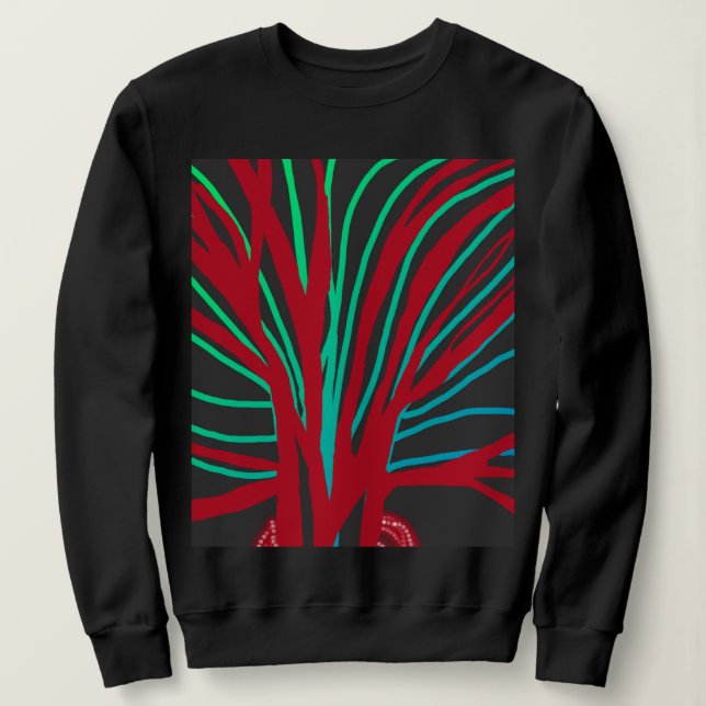 Red and Teal Green Tree Sweatshirt (Design Front)