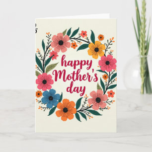 Red And Teal Happy Mothers Day Card