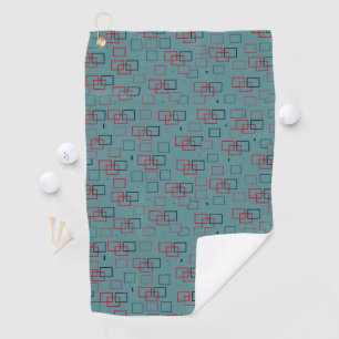 Red and Teal Squared Delight Golf Towel