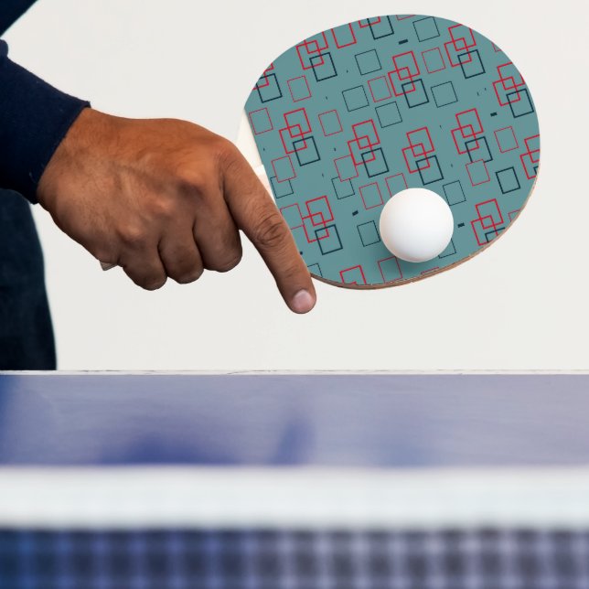 Red and Teal Squared Delight  Ping Pong Paddle (Insitu)