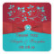 Red and Turquoise Floral Wedding Favour Sticker