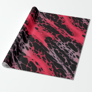 Red and Violet Paint Splatter Webbing Abstract Art Wrapping Paper
