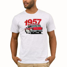 Red and white 1957 Buick station wagon t-shirt