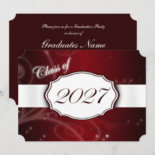 Red and White 2027 Graduation Party Invitation