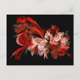 Red and White Abstract Design on Black Postcard