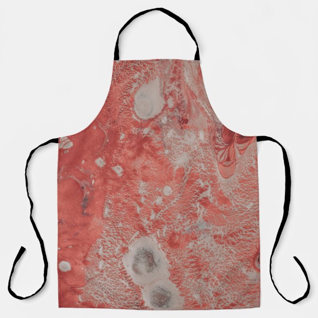 Red and white abstract painting apron (Front)