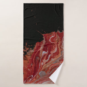 Red and white abstract painting bath towel