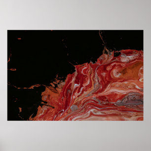 Red and white abstract painting poster