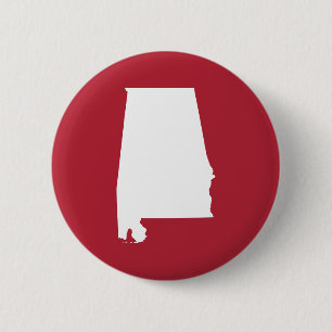 Red and White Alabama 6 Cm Round Badge