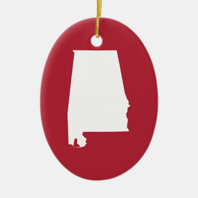 Red and White Alabama Ceramic Tree Decoration (Front)