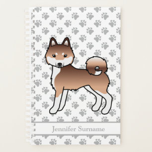 Red And White Alaskan Klee Kai Cartoon Dog Planner