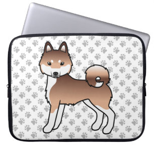 Red And White Alaskan Klee Kai Cute Cartoon Dog Laptop Sleeve