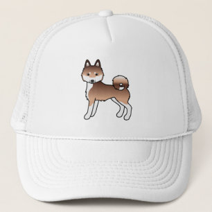 Red And White Alaskan Klee Kai Cute Cartoon Dog Trucker Hat