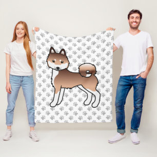 Red And White Alaskan Klee Kai Cute Dog & Paws Fleece Blanket