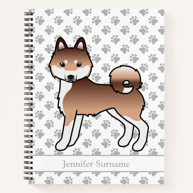 Red And White Alaskan Klee Kai Dog & Custom Text Notebook (Front)