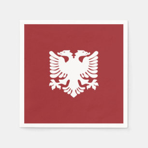 Red and White Albanian Eagle Paper Napkins