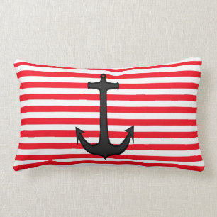 Red and White Anchor Pillow