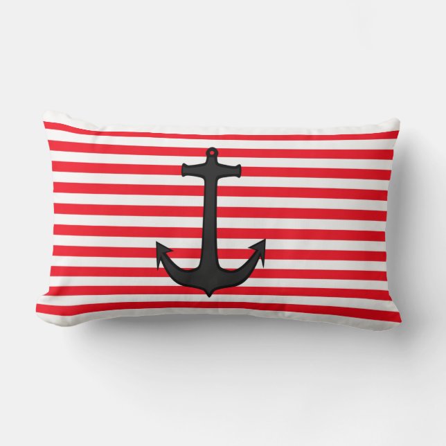 Red and White Anchor Pillow (Front)