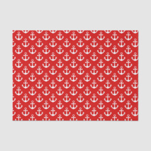 Red and White Anchors Nautical Pattern Tissue Paper