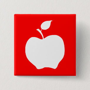 Red and White Apple 15 Cm Square Badge