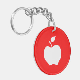 Red and White Apple Key Ring