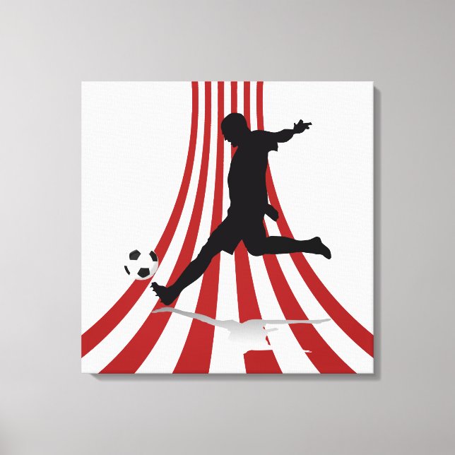 Red and White arcs Soccer player design Canvas Print (Front)
