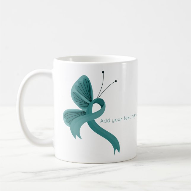 Red and White Awareness Ribbon Butterfly Coffee Mu Coffee Mug (Left)