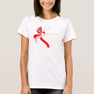Red and White Awareness Ribbon Butterfly T-Shirt