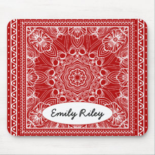 red and white bandanna design mouse pad