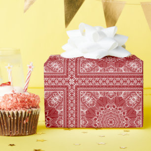 red and white bandanna design wrapping paper