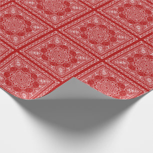red and white bandanna pattern wrapping paper