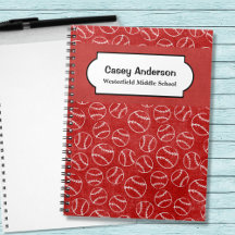 Red and White Baseball Personalised Notebook