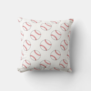 Red and White Baseballs Any Background Colour Cushion