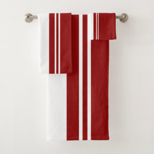 Red and White Bath Towel Set