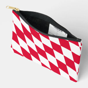 Red and White Bavaria Diamond Flag Pattern Accessory Pouch