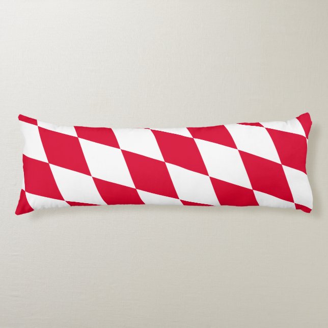 Red and White Bavaria Diamond Flag Pattern Body Cushion (Front)