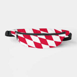 Red and White Bavaria Diamond Flag Pattern Bum Bags