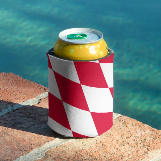 Red and White Bavaria Diamond Flag Pattern Can Cooler (In Situ Pool)
