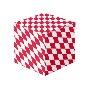 Red and White Bavaria Diamond Flag Pattern Cube