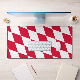Red and White Bavaria Diamond Flag Pattern Desk Mat