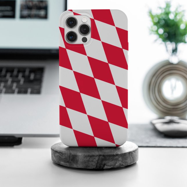 Red and White Bavaria Diamond Flag Pattern iPhone Case (Creator Uploaded)