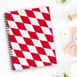 Red and White Bavaria Diamond Flag Pattern Notebook