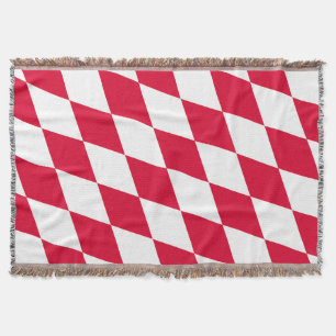 Red and White Bavaria Diamond Flag Pattern Throw Blanket