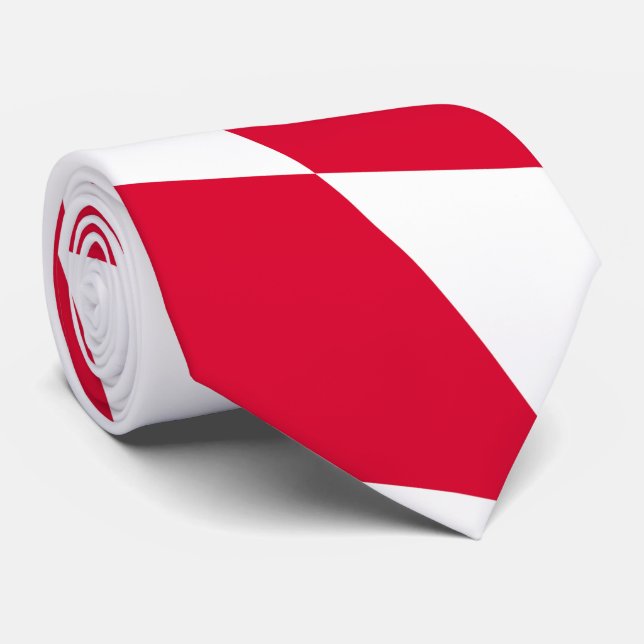 Red and White Bavaria Diamond Flag Pattern Tie (Rolled)