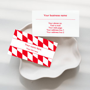 Red and White Bavarian Diamond Flag Pattern Business Card