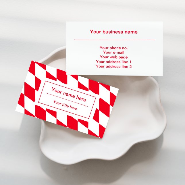 Red and White Bavarian Diamond Flag Pattern Business Card (Creator Uploaded)
